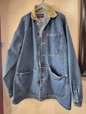KnockOut Jeans Denim Jacket with Tan Corduroy Collar
